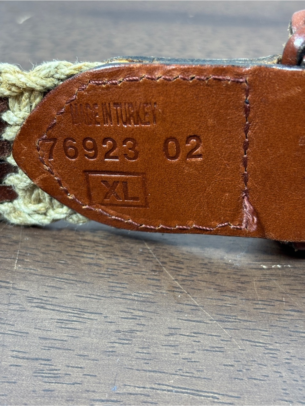 Woven Leather-Accent Brown and Tan Belt - Picture 7 of 8